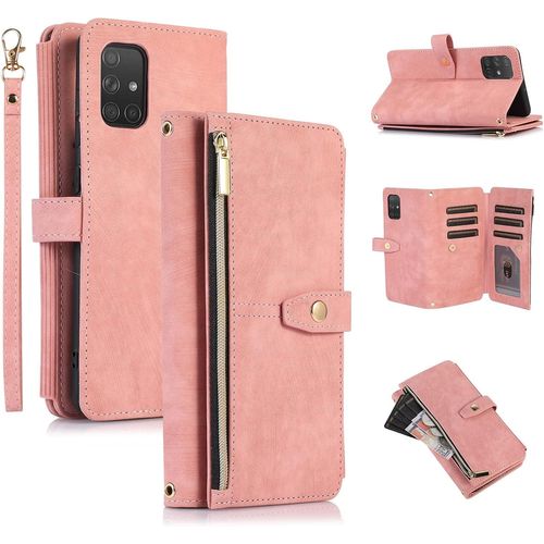 Etui Pour Samsung Galaxy S20 Fe 5g, Portefeuille Cuir Pu Retro Rabat Antichoc Housse Avec Dragonne Fentes Cartes Fonction Support Fermeture Magnetique - Vintage Or Rose