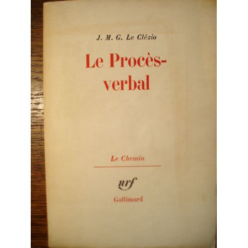 Le Procès-Verbal ; Achevé D'imprimer Le 3 Septembre 1963.