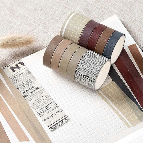 10 Rolls Vintage Washi Tape Set, Rubans Décoratifs De Masquage Japonais Pour L'artisanat Et Les Arts Du Bricolage