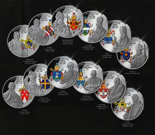 Collection 12 Frappes '' Les Armoiries Des Papes '' 