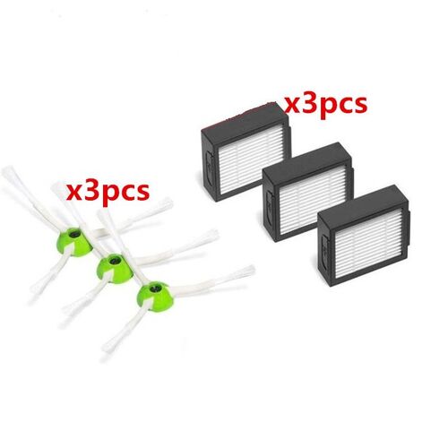 Pièces de rechange pour aspirateur Robot iRobot Roomba i7 E5 E6 série I, 3 * filtres Hepa + 3 * brosses latérales