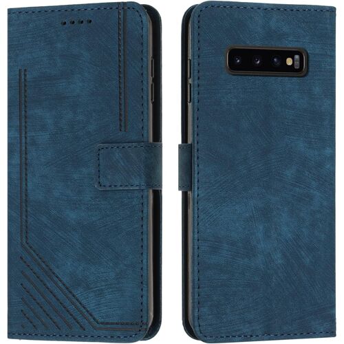 Coque Compatible Avec Samsung Galaxy S10, Premium Pu Portefeuille ¿¿Tui Housse En Cuir [Carte Fentes] Magn¿¿Tique Protection Antichoc ¿¿Tui ¿¿ Rabat Pochette Pour Samsung S10. Blue Xt