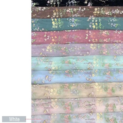 Tissu Brodé Floral En Polyester, Dentelle, Motif Floral Unique