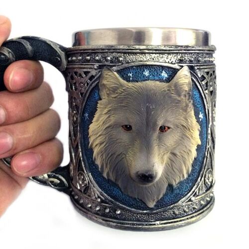 Tasse En Acier Inoxydable Tête De Loup Avec Poignée, Tasse À Café Vintage, Tasse À Thé, Tasse À Lait, Tasse À Eau, Bar, Fête, Vin, Standardisation, Verres, Cadeaux, 450ml