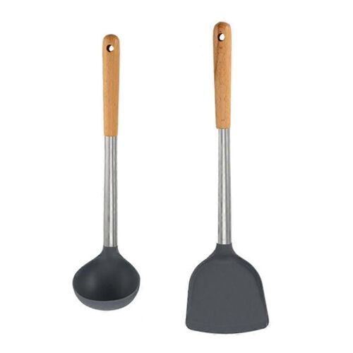 Spatule Fendue En Silicone Et Louche À Soupe Set Cuillère À Soupe Profonde Résistante À La Chaleur Turner Fendu En Silicone