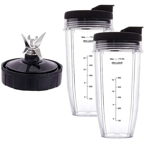 Bol Avec Couvercle To-Go, Lame D'extraction À 7 Ailettes, Pour Mélangeur Nutri Ninja Auto Iq Bn801 Ss101 Bl480-30 Bl641 Bl642-30, 24oz