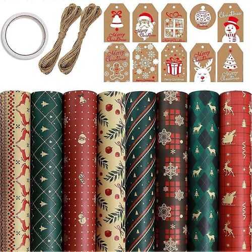 8 Feuilles, Pour L'emballage D'anniversaire De Noël