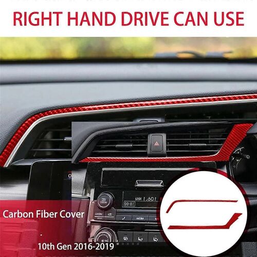 Abs Rouge En Fibre De Carbone Moyen Bouche D'aération Sortie Couverture Garniture Décor Autocollant Pour 10th Gen 2016 2017 2018 20