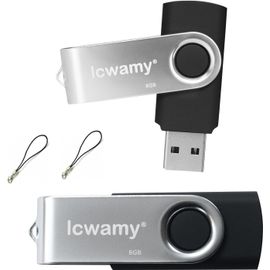 Lot De 2 Clés Usb 8 Go Pivotantes En Vrac,8 Go,Lot De 2 Clés Usb 2.0 De 8 Go,Clé Usb Twister 8 Go