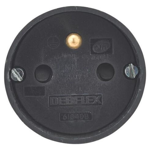 DEBFLEX Fiche femelle 2P+T 16 A sortie droite a coiffe noir