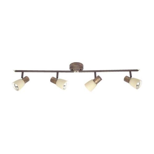 Brilliant Plafonnier Barre A 4 Lumieres Luca Hauteur 15 Cm E14 40w Cuivre Vieilli Et Beige