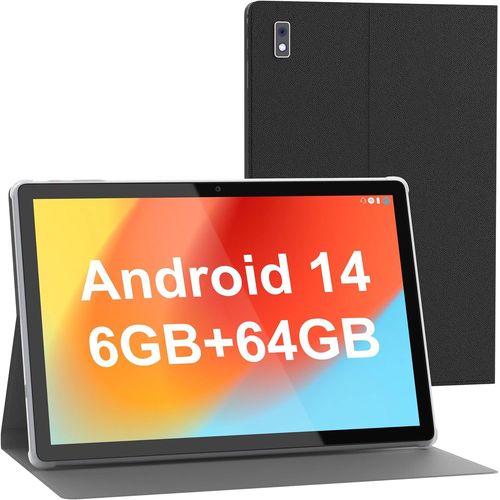 Smartpad A40 Tablet 10,1 Pouces Android 14 Tablets Avec Boîtier,6+64Gb Rom Processeur Quad-Core 5000Mah Batterie,1280X800 Ips Hd Écran Tactile 5Mp+8Mp Caméra,Bluetooth,Wifi Tablets
