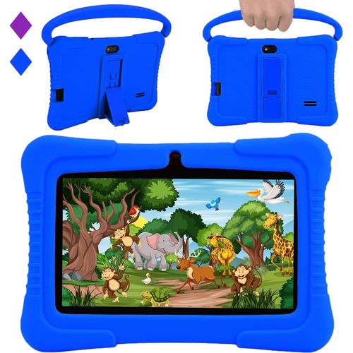 Tablette Enfants 7 Pouces Avec Wifi,2Go Ram 32Go Rom,Écran Tactile,Application Préinstallée Avec Contrôle Parental,Jeux,Kid-Proof Étui (Bleu Foncé)