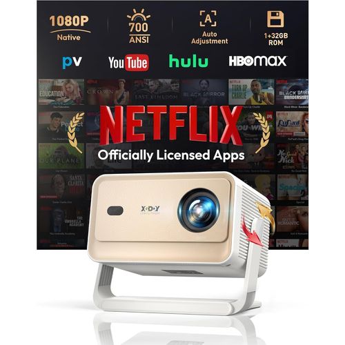 Gimbal N6 Pro Vidéoprojecteur Certifié Netflix,Fhd 1080P Natif Projecteur Vidéo Bluetooth,Calibration Automatique D'Écran&Commande Vocale,700 Ansi Luminosité,Wifi 6