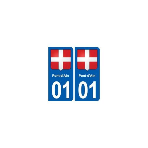 01 Pont-D-Ain Blason Ville Autocollant Plaque Sticker - Couleur : Droits - Angles : Droits