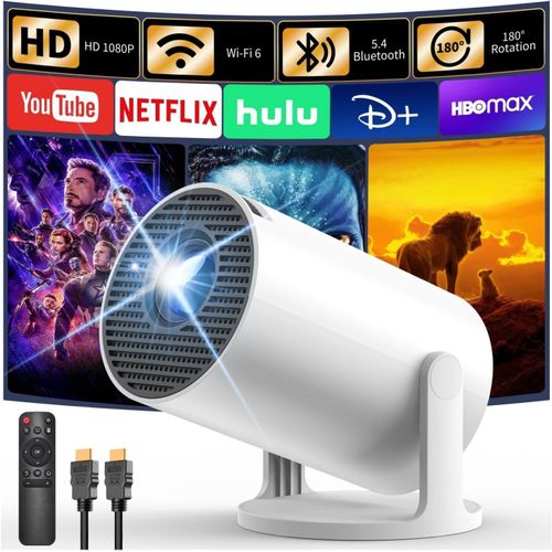 [Apps Intégrées] Mini Projector 4K Portable Avec Wi-Fi 6 Et Bluetooth 5.4,18000 Lumens,Android 11,Retroprojecteur Auto Keystone Compatible Avec Hdmi/Stick Tv/Pc