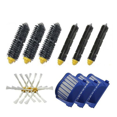 Kit De 3 Filtres Aerovac + 3 Brosses Principales + 3 Brosses Lat¿¿rales Pour Irobot Roomba S¿¿rie 600 620 630 650 660 Pi¿¿ces De Rechange 9109-May19784