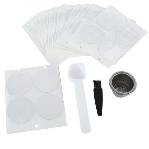 Capsules de café de Nespresso rechargeables en acier inoxydable, 1 dosette 100 scellés, réutilisables pour Machine à expresso, tasse Fi