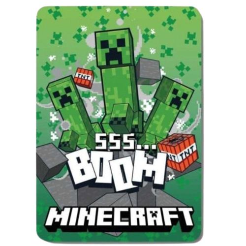 Plaid Minecraft Enfant – Couverture Polaire Douce 100x140 Cm (Taille Taille Unique,Couleur Vert)