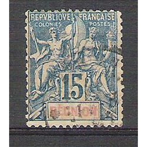 Île De La Réunion, 1892, Type Sage, N°37 (15 C. Bleu), Oblitéré.