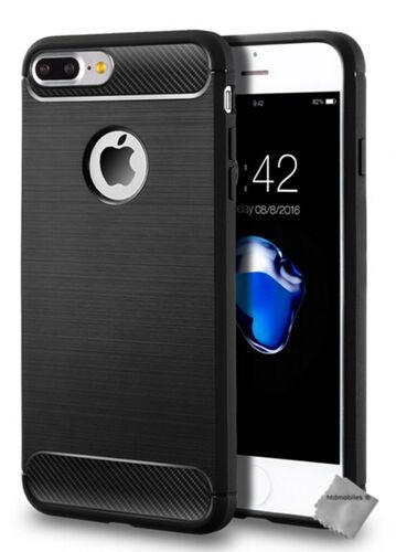 Housse etui coque silicone gel carbone pour Apple iPhone 7 Plus + film ecran - NOIR