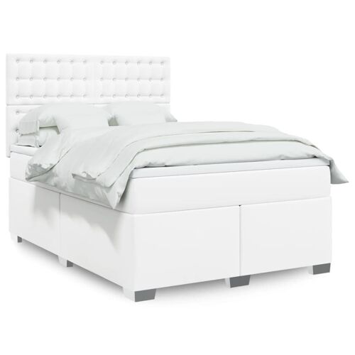 vidaXL Sommier à lattes de lit avec matelas Blanc 160x200cm Similicuir