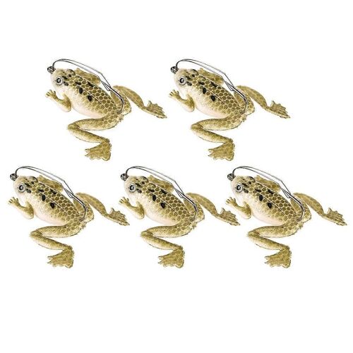5pcs / Lot 4.5cm 3g Réaliste Grenouille Douce Pêche Appât Leurres De Pêche Leurres Set Avec Bass Hameçon Carpe Pêche Lures Brun