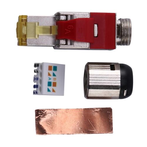 Connecteur de terminaison RJ45 blindé sans outil Connecteur de terminaison Cat6A Gaine métallique blindée Rouge