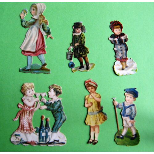 Lot 6 Chromo Decoupis Gaufres  Hauteur 6 Cm  Enfants Divers 