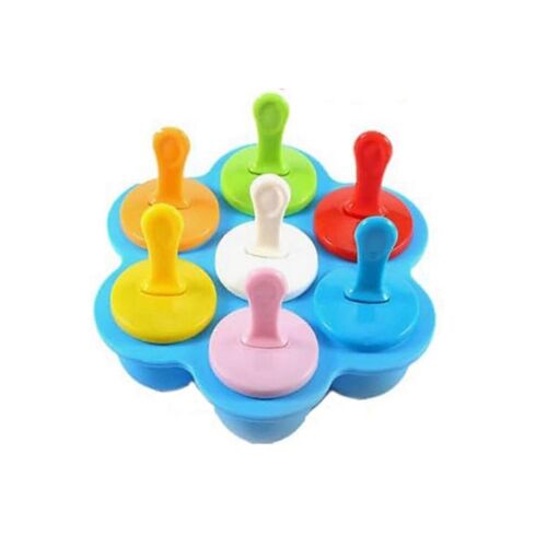 Silicone Popsicle - Mini 7-Cavité Bricolage Ice-Pop Moule Avec Bâtons Colorés Réutilisable Antiadhésif De Qualité Alimentaire Popsicle Maker