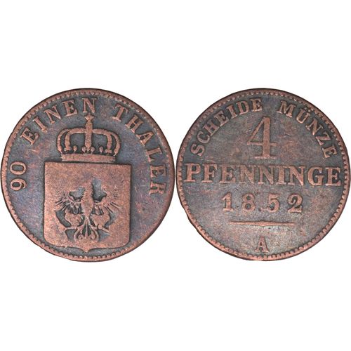 Allemagne - Prusse - 1852 - 4 Pfenninge - Berlin (A) - Wilhem Iv - Km#454 - 04-246