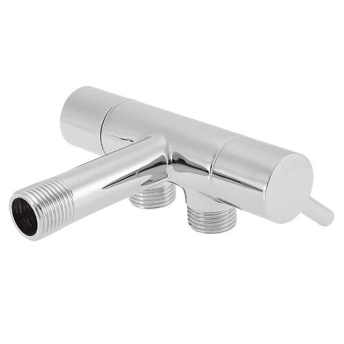 Robinet d'angle Bassin Chrome Robinet mural G1/2 Double Sortie Adaptateur Débit Réglable pour Salle De Bain