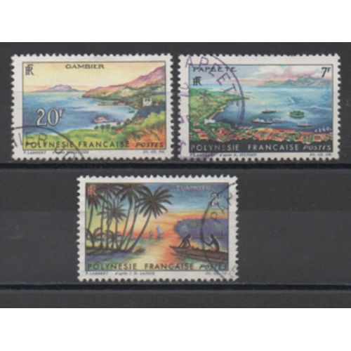 Polynésie: Lot De 3 Timbres N° 30,32,34 Représentant Des Paysages De La Polynésie.