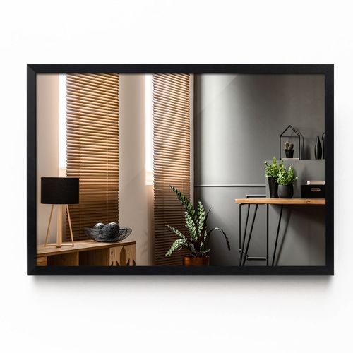Tulup Miroir de style rectangulaire avec cadre Noir en MDF Décoratif 70 cm x 50 cm mural Miroir de maquillage miroir pour beauté pour Entrée Séjour Bureau Salle de bain Couloir Minimaliste