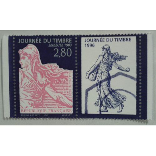 Timbre France 1996 Yvert Et Tellier N°2991 Journée Du Timbre Semeuse 1903 Avec Vignette Journée Du Timbre 1996 Sans Valeur Attachée Neuf**