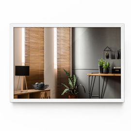 Tulup Miroir rectangulaire dans un cadre en Blanc MDF Décoratif 60 cm x 40 cm mural Miroir de maquillage miroir pour dressing pour Entrée Séjour Bureau Salle de bain Couloir Elégant