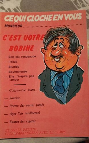 Monsieur, Ce Qui Cloche En Vous, C'est Votre Bobine - Carte Postale Ancienne - Humour - Non Écrite