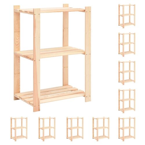 vidaXL Étagères de rangement à 3 niveaux 10 pcs 60x38x90 cm Pin 150 kg