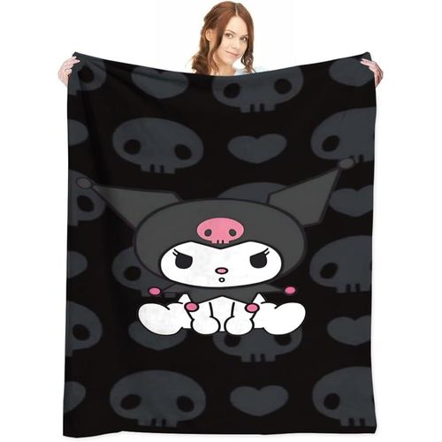 Tianyi-Couverture En Flanelle Kuuromi Couvertures Pour Enfants Douce Et Confortable Dessin Animé Couvertures Chaude Et Confortable Canapé En Couverture Enfants Pour Canapéchambre-C