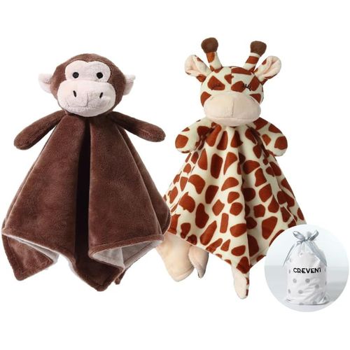Tianyi-Couverture De Sécurité Douillette En Peluche Pour Bébé, Fille Et Garçon, Nouveau-Né, Cadeau D'anniversaire (Singe + Girafe)