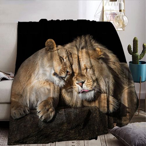 Tianyi-Couverture Lion 130x150cm - Motif Animal Sauvage - Couverture Pour Enfants - Cadeau De Canapé - Décoration (B, 130x150cm)