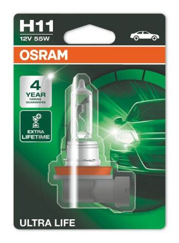 OSRAM ULTRA LIFE H11, Lampe de phare halogène, 64211ULT-01B, 12V véhicule de tourisme, blister individuel (1 pièce)