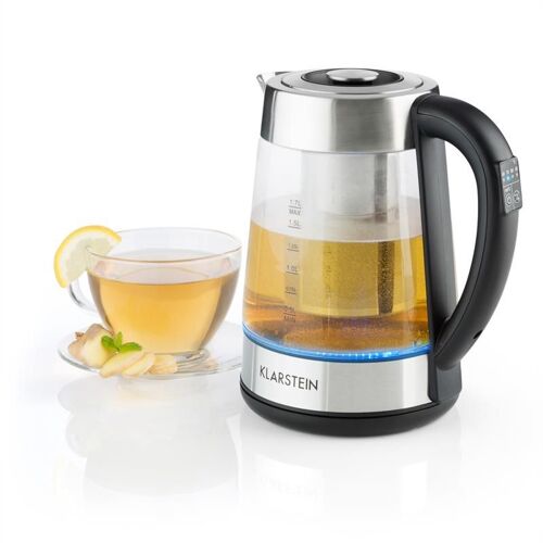 Klarstein Ostfriese Bouilloire 1,7 L & passe-thé 2-en-1 2200W LED - inox & verre