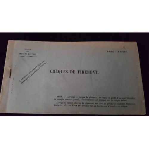Carnet Chéques De Virement Chéques Postaux