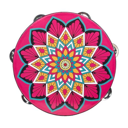 Tambourin À Main De 8 Pouces Avec Cloches En Métal Pour L'activité De Mariage Dansant Bleu-Rose-20cm