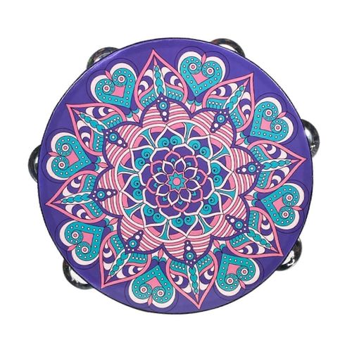 Tambourin À Main De 8 Pouces Avec Cloches En Métal Pour L'activité De Mariage Dansant Bleu-Violet-20cm