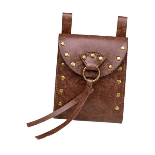 Sac De Taille Steampunk Ceinture Pochette Fanny Pack Pour Cosplay Chevalier Costume En Plein Air Noir-Marron - 13,5 Cm X 6 Cm X 21 Cm