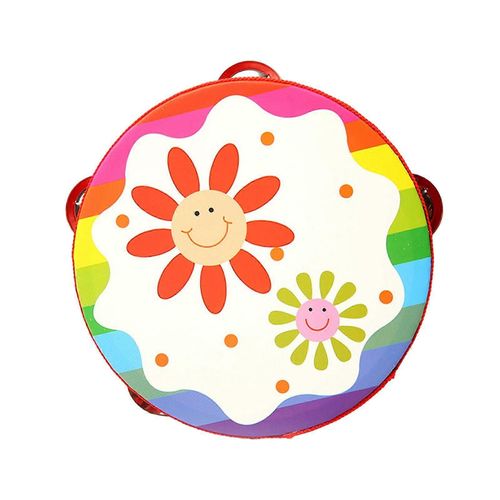 Tambourins À Main En Bois Rythme Musical Tambour À Main Pour Les Jeux Enfants Adultes Garçon-Tournesols-15cm