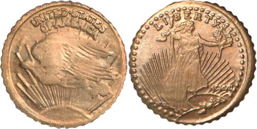 Etats-Unis - Médaille Probablement Plaqué Or Du Type Saint Gaudens - 0.46g. - 10.3 Mm - 04-237