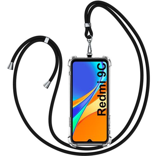Coque Redmi 9c (6.53'') Tpu Protection Renforcé Coins Anti-Rayure Antichoc Avec Collier Cordon Noir